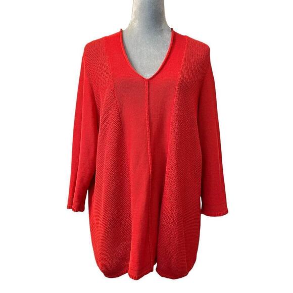 Coldwater Creek Sweater Womens Sz 1X Red Knit Oversized Long Sleeve Pullover - Picture 1 of 9
